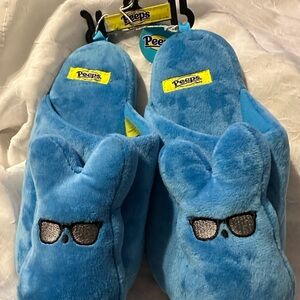 Peeps Blue Plush Slippers